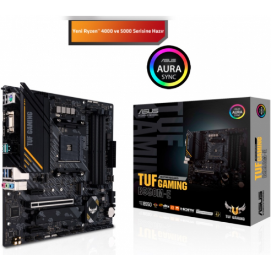 ASUS TUF GAMING B550M-E, 4xDDR4, 2x M.2, D-SUB, HDMI, DP, AM4 Soket Anakart