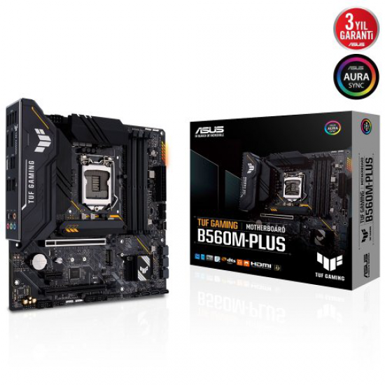 ASUS TUF GAMING B560M-PLUS, 4xDDR4, 1xM.2, HDMI,  DP, Type-C 10-11.Nesil LGA1200 Soket, ARGB Gaming Anakart