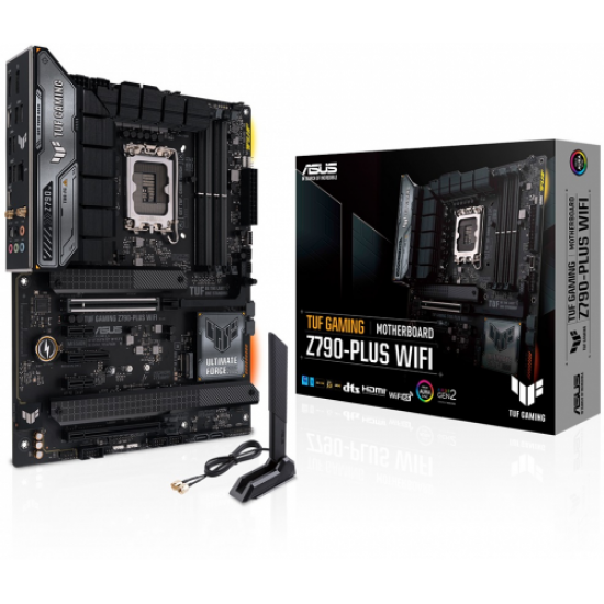 ASUS TUF GAMING Z790-PLUS WIFI, 4xDDR5, 4x M.2, HDMI, DP, 2xType-C, Wi-Fi 6E, Bluetooth 5.3, 12-13.Nesil, LGA1700 Soket, ARGB Gaming Anakart