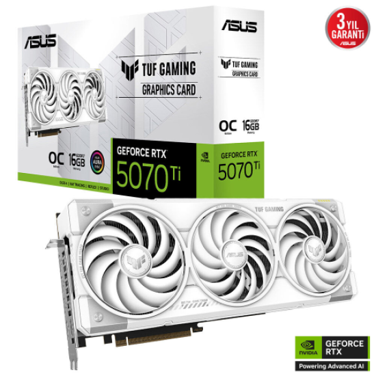 ASUS TUF-RTX5070TI-O16G-WHITE-GAMING, 16Gb, 256Bit, GDDR7, 2xHDMI, 3xDP GAMING Ekran Kartı