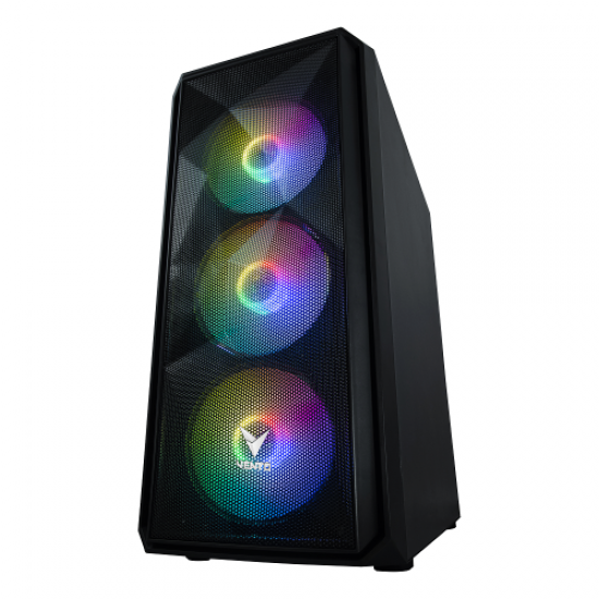 VENTO VG10F Mid Tower, 550W 80+ Siyah, Temperli Cam, RGB, ATX GAMING KASA