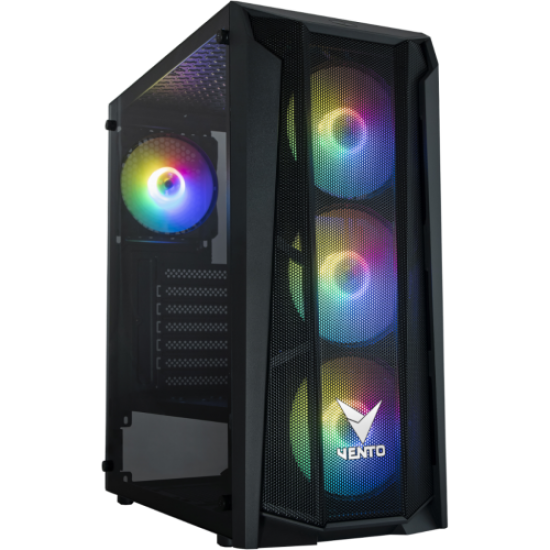 VENTO VG15FE Mid Tower, 550W 80+ Siyah, Temperli Cam, RGB, ATX GAMING KASA