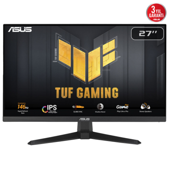 ASUS TUF GAMING VG279QE5A 27’’ 1ms, 146Hz, Full HD, DP, HDMI, Hoparlör, Fast IPS LED, Düşük Mavi Işık, FreeSync Premium, GAMING Monitör