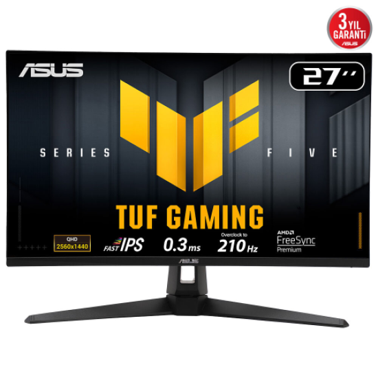 ASUS TUF GAMING VG27AQ5A 27’’ 0.3ms, 210Hz, QHD, DP, 2xHDMI, USB, Hoparlör, Fast IPS LED, ELMB Sync Premium, GAMING Monitör