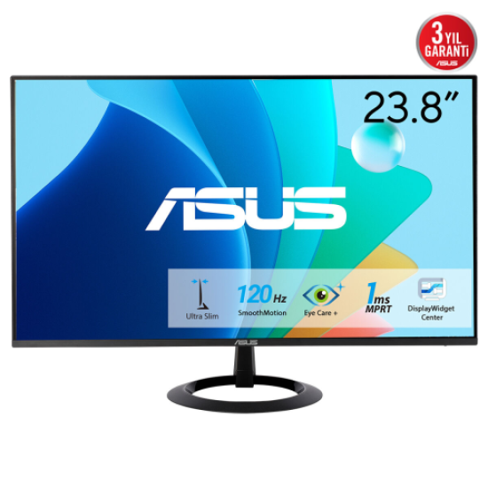 ASUS VZ249HG 23.8’’ 1ms, 120Hz, Full HD, HDMI, D-Sub, IPS LED, Adaptive Sync, Mavi Işık Filtresi, Care Plus, Monitör