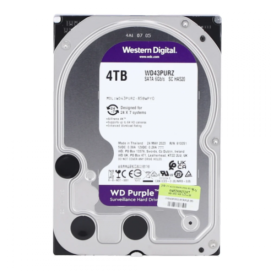 WD PURPLE, WD43PURZ, 3.5’’, 4TB, 256Mb, 5400 Rpm, 7/24 Güvenlik, HDD (Türkiye Distribütörü Garantili)