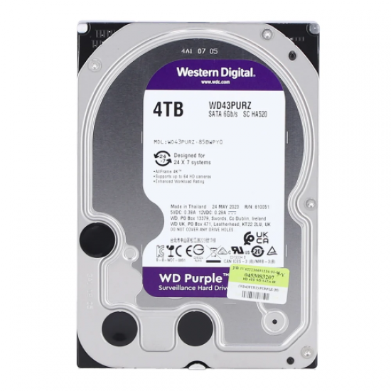 WD PURPLE, WD43PURZ, 3.5’’, 4TB, 256Mb, 5400 Rpm, 7/24 Güvenlik, HDD