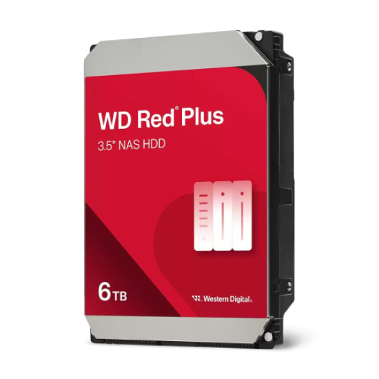 WD RED Plus, WD60EFPX, 3.5’’, 6TB, 256Mb, 5400 Rpm, 7/24 GÜVENLİK-NAS-SERVER, HDD