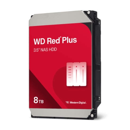 WD RED Plus, WD80EFPX, 3.5’’, 8TB, 256Mb, 5640 Rpm, 7/24 GÜVENLİK-NAS-SERVER HDD