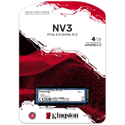 KINGSTON SNV3S/4000G, NV3, 4TB, 6000/5000, Gen4, NVME PCIe M.2 2280, SSD