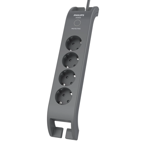 PHILIPS SPN3140A/62, 4 Soket, Akım Korumalı Priz, 900 Joules, 2Mt Kablo, (Gri)