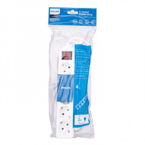 PHILIPS SPS1050A/51, 5 Soket, Akım Korumalı Priz, 2Mt Kablo, (Beyaz)