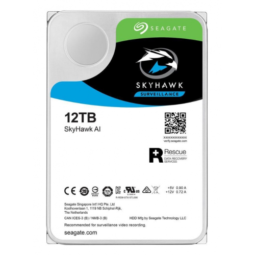 SEAGATE SKYHAWK AI, ST12000VE001, 3.5’’, 12TB, 256Mb, 7200Rpm, Güvenlik, HDD