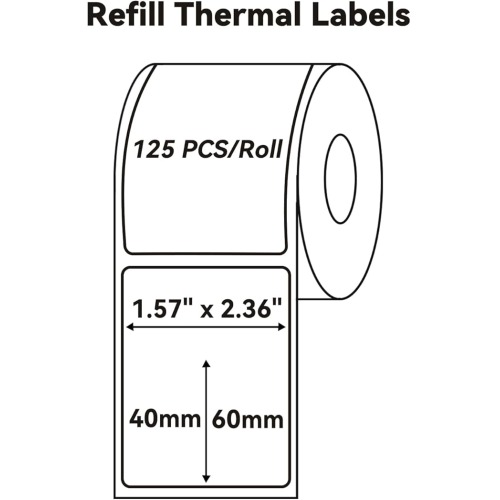 NIIMBOT T40 Etiket 40mm x 60mm 125 adet Şeffaf  (B1,B21S,B3S)