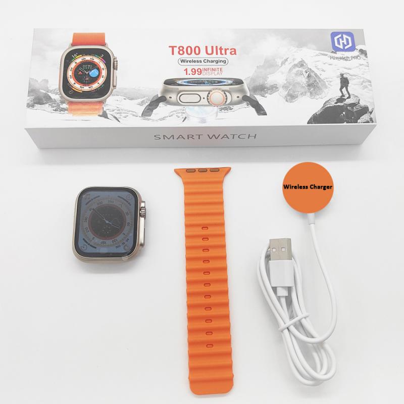 (Siyah – Turuncu) Smart Watch T800 Ultra ÇİFT KORDON Ios Android Destekli Akıllı Saat