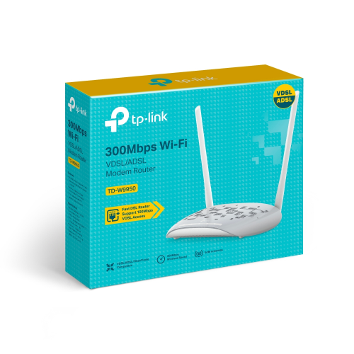 TP-LINK TD-W9950, 4 Port, 2.4Ghz Wifi, 300Mbps, 2xAnten, VDSL2, ADSL2 MODEM