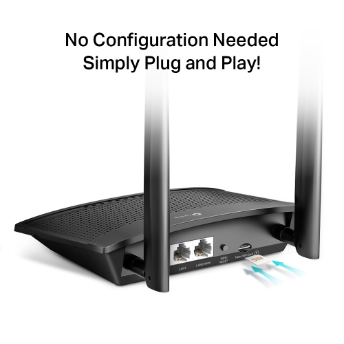 TP-LINK TL-MR100, 2Port, 300Mbps, 2,4Ghz Wifi, Masaüstü, LTE Micro Sim Kart Takılabilir 3G-4G Destekli Router