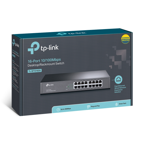 TP-LINK TL-SF1016DS, 16 Port, MegaBit, Metal Kasa, Yönetilemez, Masaüstü/Rackmount Switch
