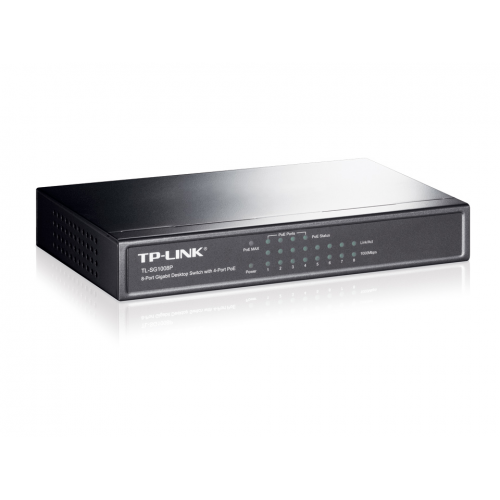 TP-LINK TL-SG1008P, 8 Port, GigaBit, 4 Port PoE, 55W, Yönetilemez, Metal Kasa, Masaüstü Switch
