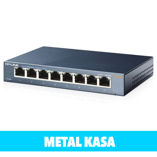 TP-LINK TL-SG108, 8 Port, GigaBit, Yönetilemez, Metal Kasa, Masaüstü Switch