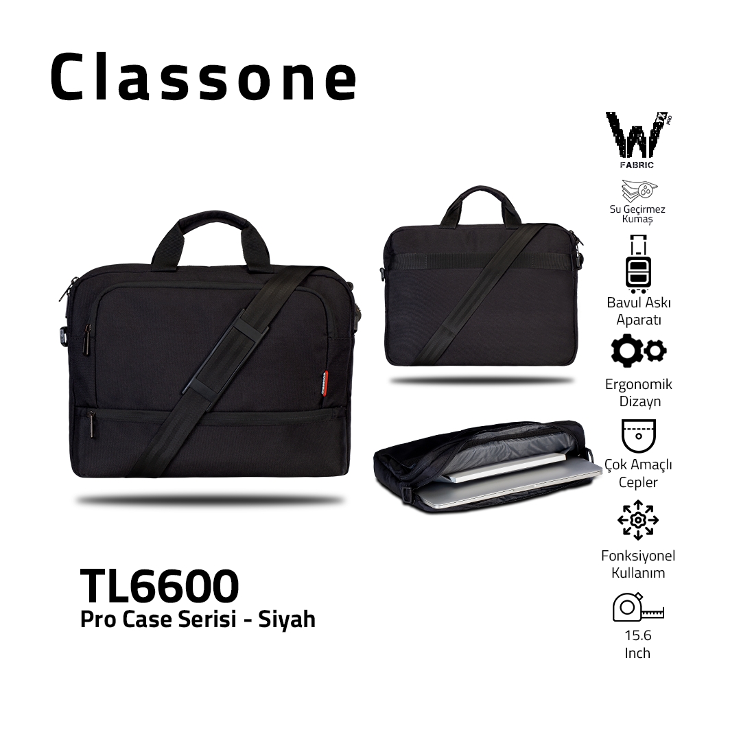 Classone TL6600 Pro Case Serisi 15,6 inch Notebook Çantası – Siyah