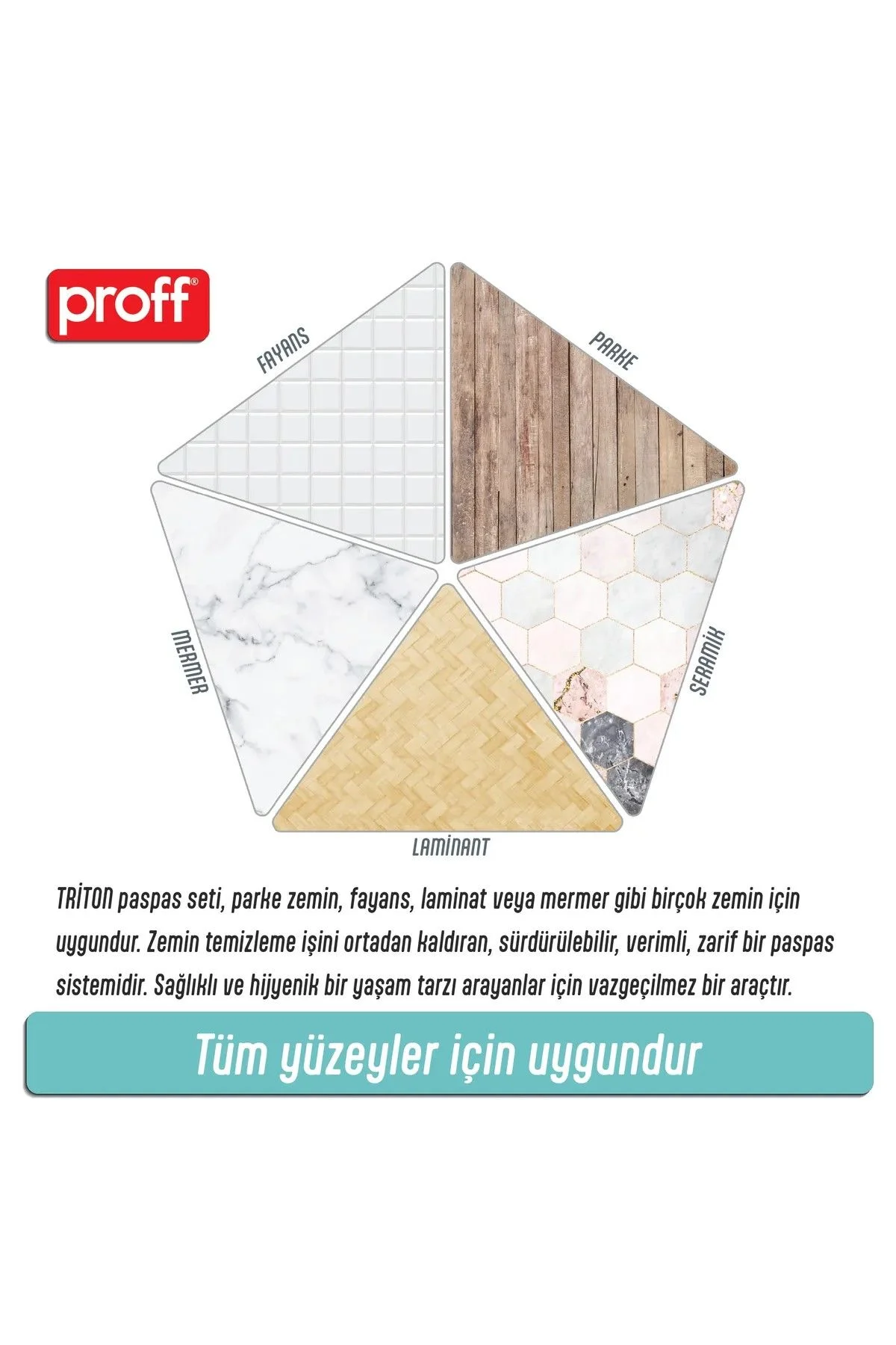 Proff Triton Çift Tanklı Kendi Kendini Temizleyen Paspas Seti