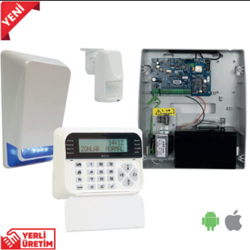 TEKNİM PARS TSP-5324LCDA, GSM/GPRS ALARM Seti. 1xTSP5324 4+4 Zon Panel, 1xTSK-5710 LCD Keypad, 1xTSS-5790B Siren, 1xATP-545 Pır, 1xATP105 Ayak, 1x12V Akü