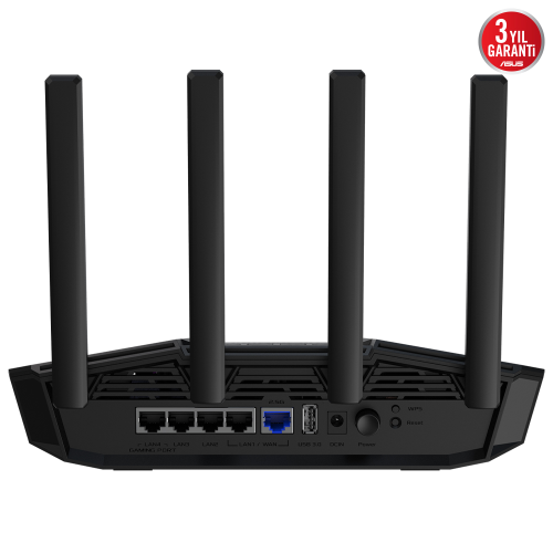 ASUS TUF-BE3600, BE3600, 4 Port, 3600Mbps, Dual Band, WİFİ 7, AiMesh, AiProtection Pro, GAMING Extendable Router