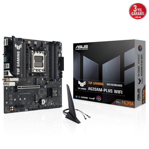 ASUS TUF GAMING A620AM-PLUS WIFI, 4xDDR5, 2x M.2, HDMI, 2xDP, Wi-Fi 6, Bluetooth v5.3, AM5 Soket GAMING Anakart
