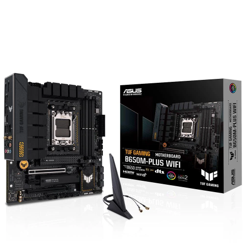 ASUS TUF GAMING B650M-PLUS WIFI, 4xDDR5, 2x M.2, HDMI, DP, Type-C, Wi-Fi 6, Bluetooth v5.2, AMD Ryzen 7000 Serisi, AM5 Soket Anakart