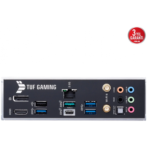 ASUS TUF GAMING B660-PLUS WIFI D4, 4xDDR4, 3x M.2, HDMI, DP, Wi-Fi 6, 12.Nesil, LGA1700 Soket, ARGB Gaming Anakart