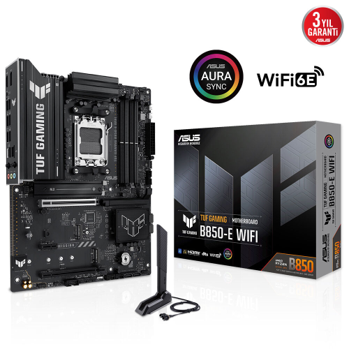 ASUS TUF GAMING B850-E WIFI, 4xDDR5, 3x M.2, HDMI, DP, Type-C, Wi-Fi 6E, Bluetooth v5.3, AM5 Soket GAMING Anakart