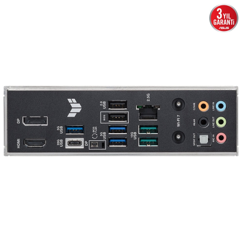 ASUS TUF GAMING B860-PLUS WIFI, 4xDDR5, 3xM.2, HDMI, DP, Wi-Fi 7, Bluetooth v5.4, Intel Core Ultra CPU(Seri 2), LGA1851 Soket, Gaming Anakart