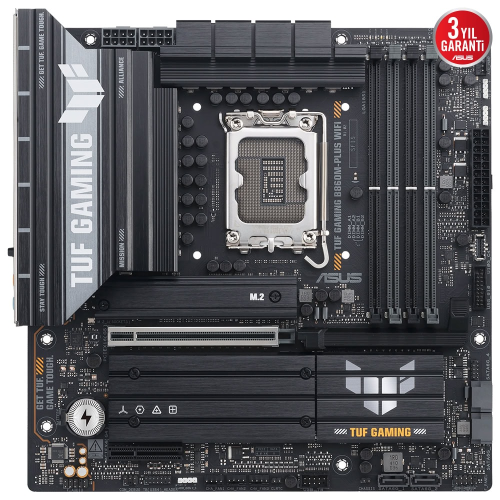 ASUS TUF GAMING B860M-PLUS WIFI, 4xDDR5, 3xM.2, HDMI, DP, Wi-Fi 7, Bluetooth v5.4, Intel Core Ultra CPU(Seri 2), LGA1851 Soket, Gaming Anakart