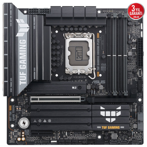 ASUS TUF GAMING B860M-PLUS, 4xDDR5, 3xM.2, HDMI, DP, Intel Core Ultra CPU(Seri 2), LGA1851 Soket, Gaming Anakart