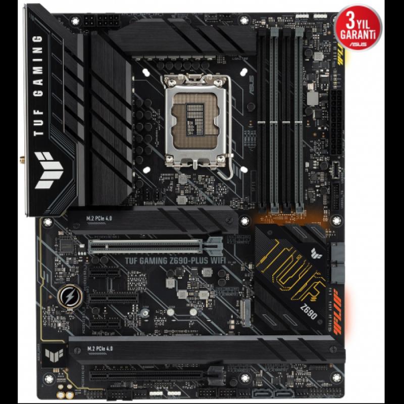 ASUS TUF GAMING Z690-PLUS WIFI, 4xDDR5, 4x M.2, HDMI, DP, 2xType-C, Wi-Fi 6, Bluetooth v5.2, 12-13.Nesil, LGA1700 Soket, ARGB Gaming Anakart