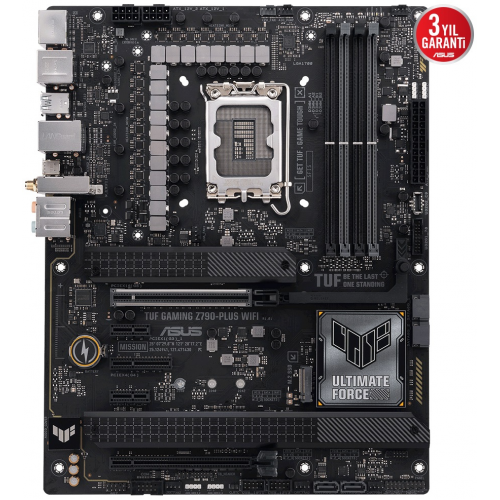 ASUS TUF GAMING Z790-PLUS WIFI, 4xDDR5, 4x M.2, HDMI, DP, 2xType-C, Wi-Fi 6E, Bluetooth 5.3, 12-13.Nesil, LGA1700 Soket, ARGB Gaming Anakart