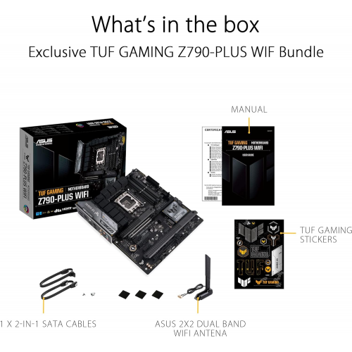 ASUS TUF GAMING Z790-PRO WIFI, 4xDDR5, 4x M.2, HDMI, DP, Type-C, Wi-Fi 6E, Bluetooth 5.3, 12-13.Nesil, LGA1700 Soket, ARGB Gaming Anakart