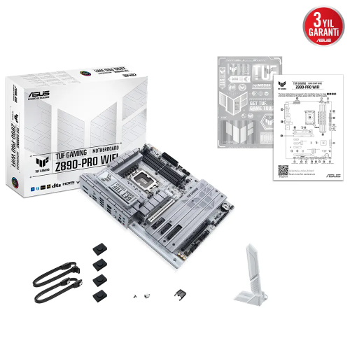 ASUS TUF GAMING Z890-PRO WIFI, 9066MHz OC, 4xDDR5, 4x M.2, HDMI, DP, 2xThunderbolt, 2xType-C, Wi-Fi 7, Bluetooth 5.4, Intel Core Ultra CPU(Seri 2), LGA1851 Soket, Gaming Anakart
