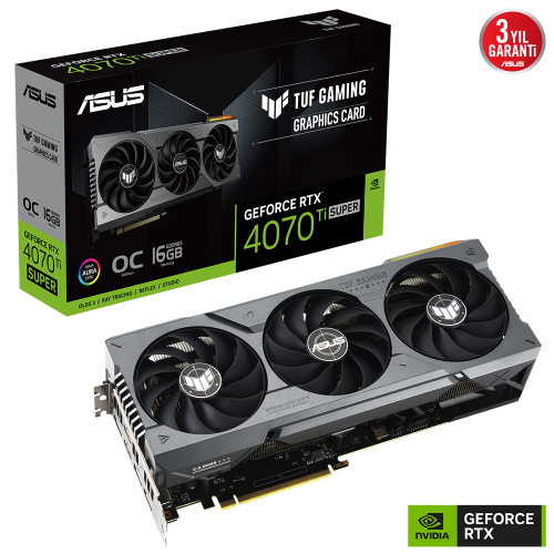 ASUS TUF-RTX4070TIS-O16G-GAMING, SUPER, 16Gb, 256Bit, GDDR6X, 2xHDMI, 3xDP GAMING Ekran Kartı