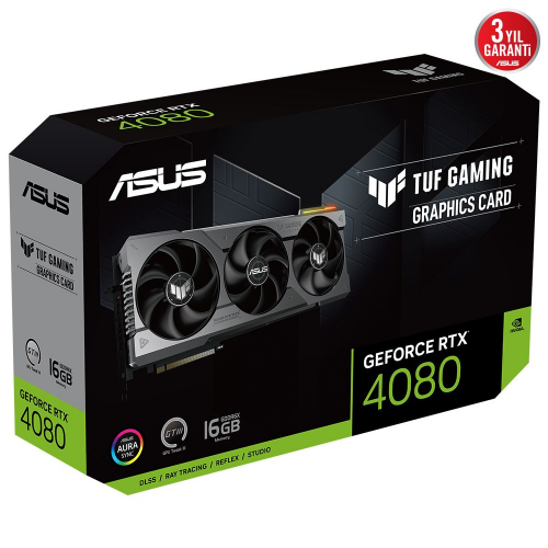 ASUS TUF-RTX4080-16G-GAMING, 16Gb, 256Bit, GDDR6X, 2xHDMI, 3xDP GAMING Ekran Kartı