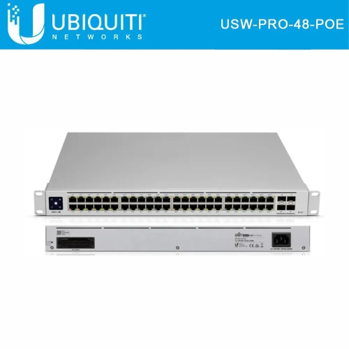 UBIQUITI USW-PRO-48-POE, 48 Port, Gigabit, 48 Port PoE, 600W, +4 Port 10 GigaBit SFP, Metal Kasa, Yönetilebilir Rack Mount Switch