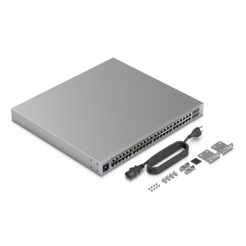 UBIQUITI USW-PRO-48-POE, 48 Port, Gigabit, 48 Port PoE, 600W, +4 Port 10 GigaBit SFP, Metal Kasa, Yönetilebilir Rack Mount Switch