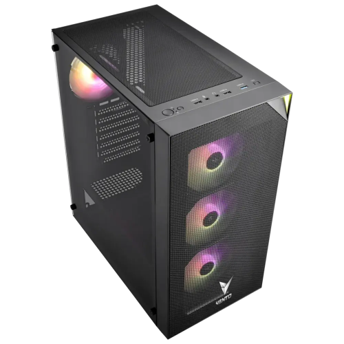 VENTO VG3400S, 650W, 80Plus, Siyah, Temperli Cam, RGB, ATX, Tower, GAMING KASA