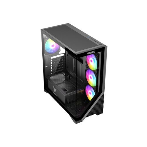 VENTO VG4202FL, 850W, 80 Plus, Siyah, Temperli Cam, RGB, ATX, Akvaryum Tipi, GAMING KASA