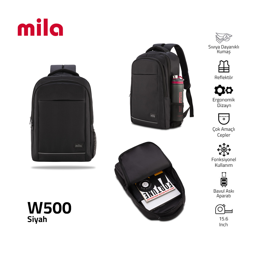 Classone Mila W500 15.6’’ Laptop Sırt Çantası Siyah