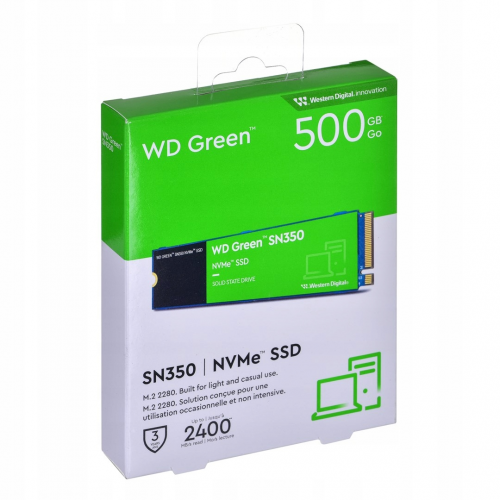WD Green SN350, WDS500G2G0C, 500GB, 2400/1500, Gen3, NVMe PCIe M.2, SSD