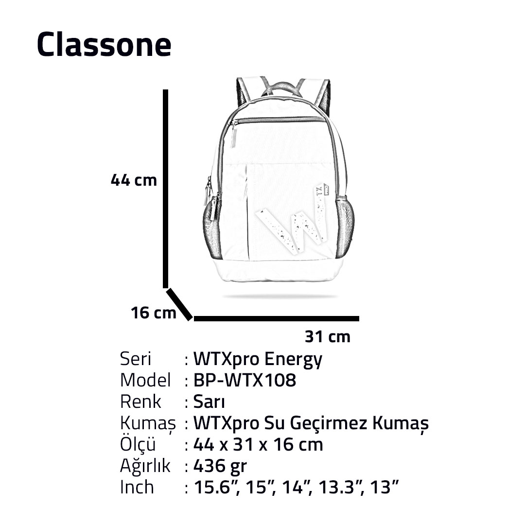 Classone%20WTXpro%20Serisi%20BP-WTX108%2015.6%20inch%20Uyumlu%20Macbook,%20Laptop%20,%20Notebook%20Sırt%20Çantası-%20Sarı
